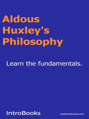 cover image of Aldoux Huxley's Philosophy